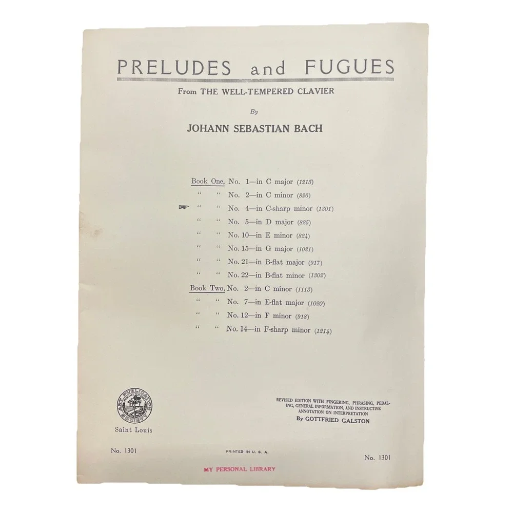 Preludes And‎ Fugues The Well-Tempered Clavier JS Bach 1301